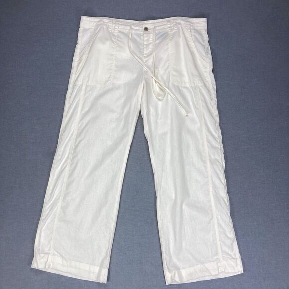 Norma Kamali Linen Pants Womens XL Ivory Straight Leg Breathable Casual Comfort - Picture 1 of 13